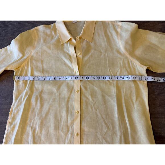 COLDWATER CREEK Linen Button Down Shirt Women size L Yellow Resort - Picture 7 of 8